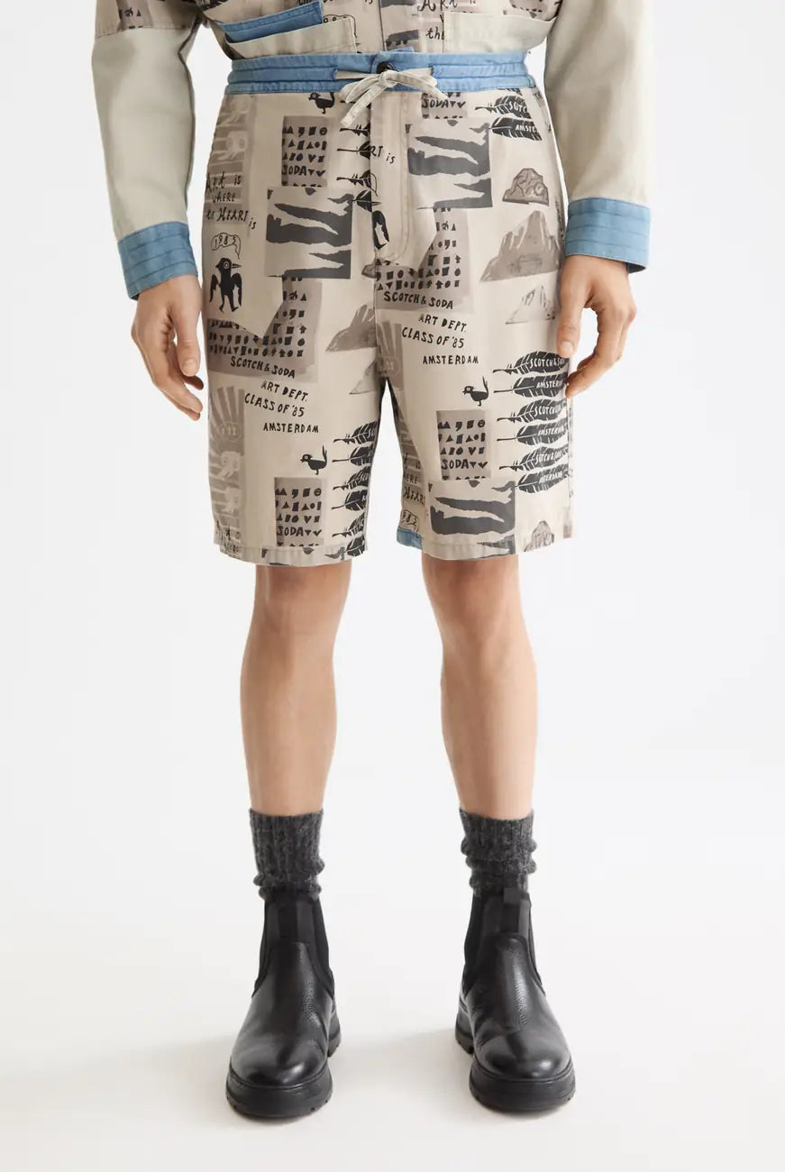 Loose Fit Bermuda Shorts close-up on model showing fit and detail by Scotch & Soda