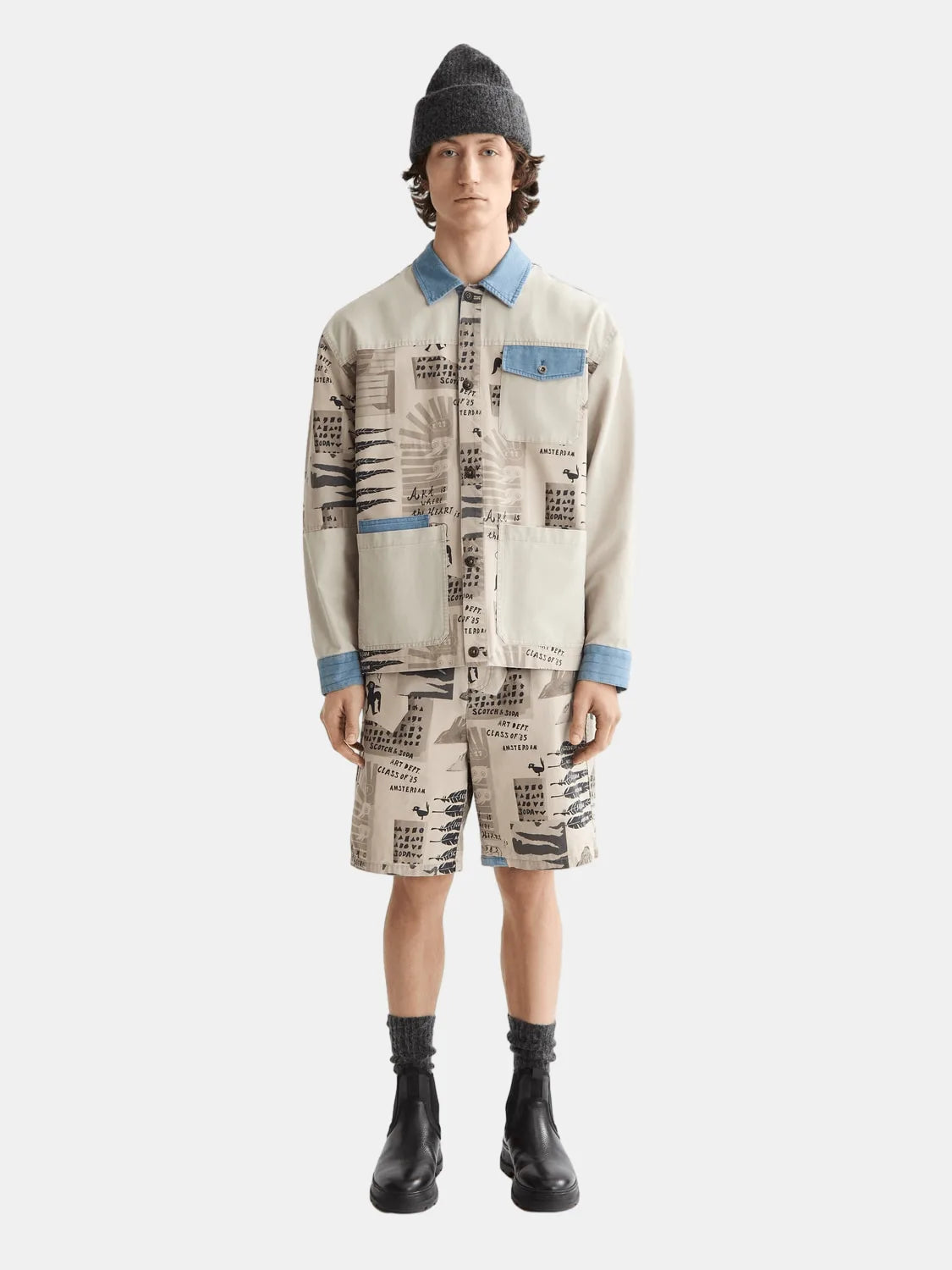 Loose-fit printed washed bermuda shorts - Scotch & Soda