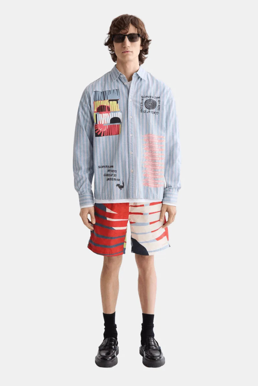 Graphic patchwork striped oxford shirt - Scotch & Soda