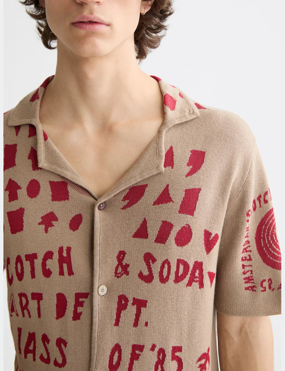 Jacquard Knitted Shirt full model shot showing overall fit by Scotch & Soda