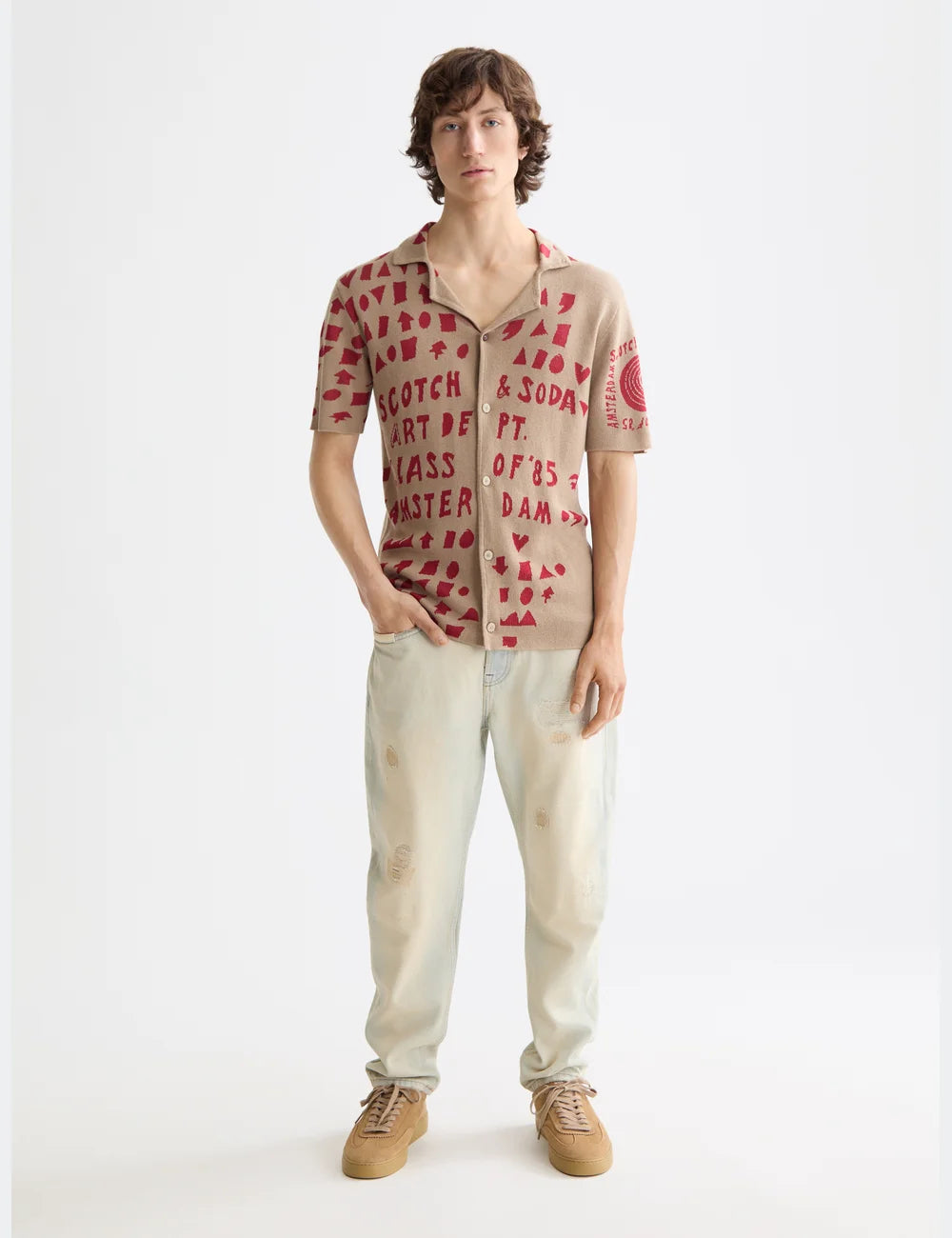 Jacquard Knitted Shirt flat lay back view by Scotch & Soda