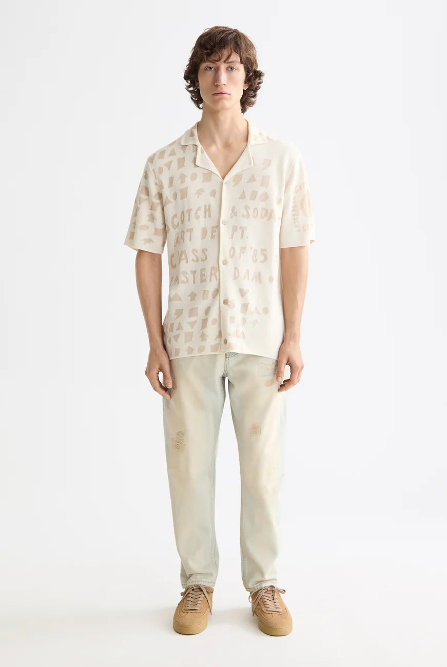 Jacquard Knitted Shirt full model shot showing overall fit by Scotch & Soda