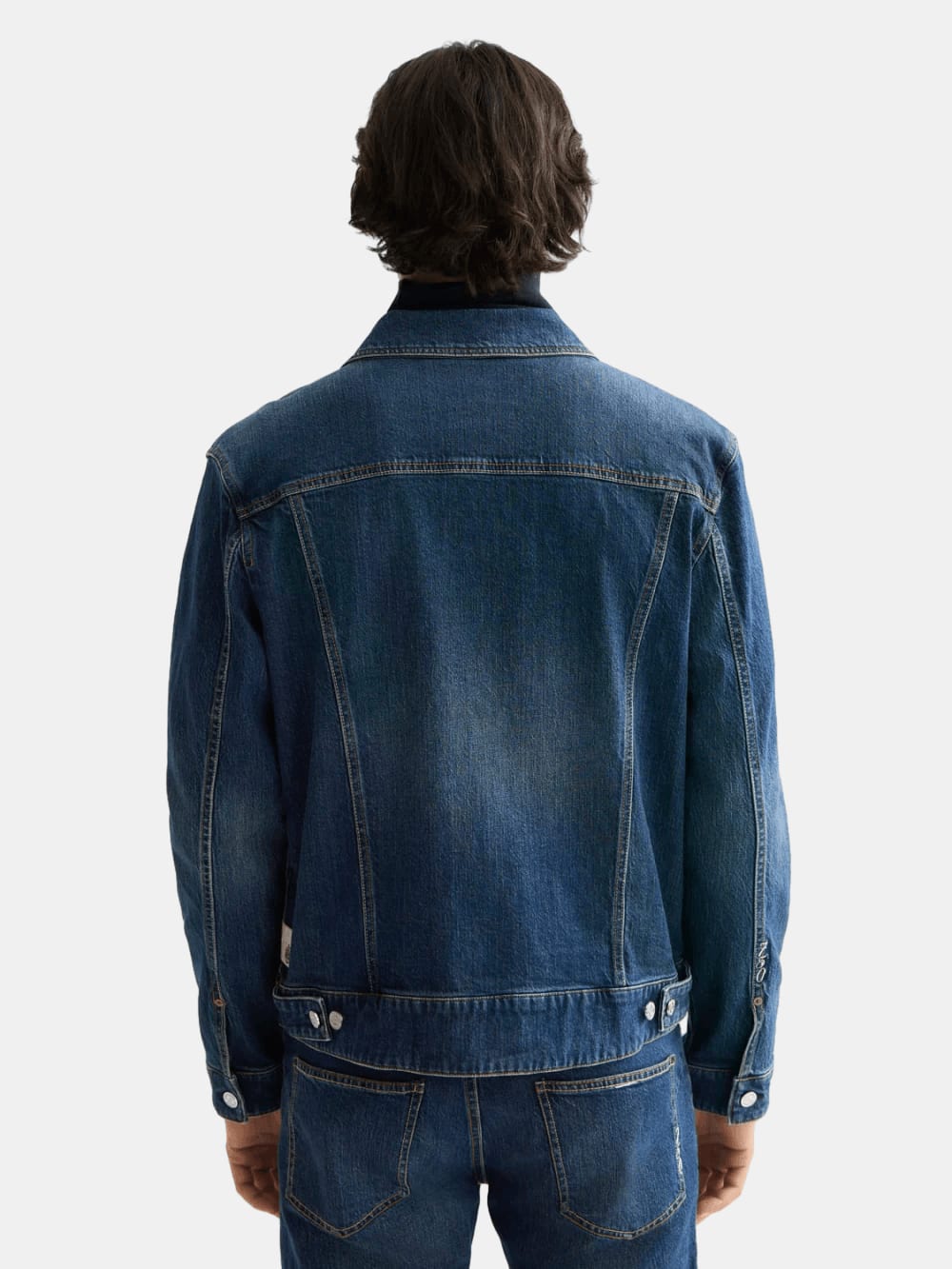 denim-trucker-jacket-let-it-rain-750-years-celebration back view by Scotch & Soda