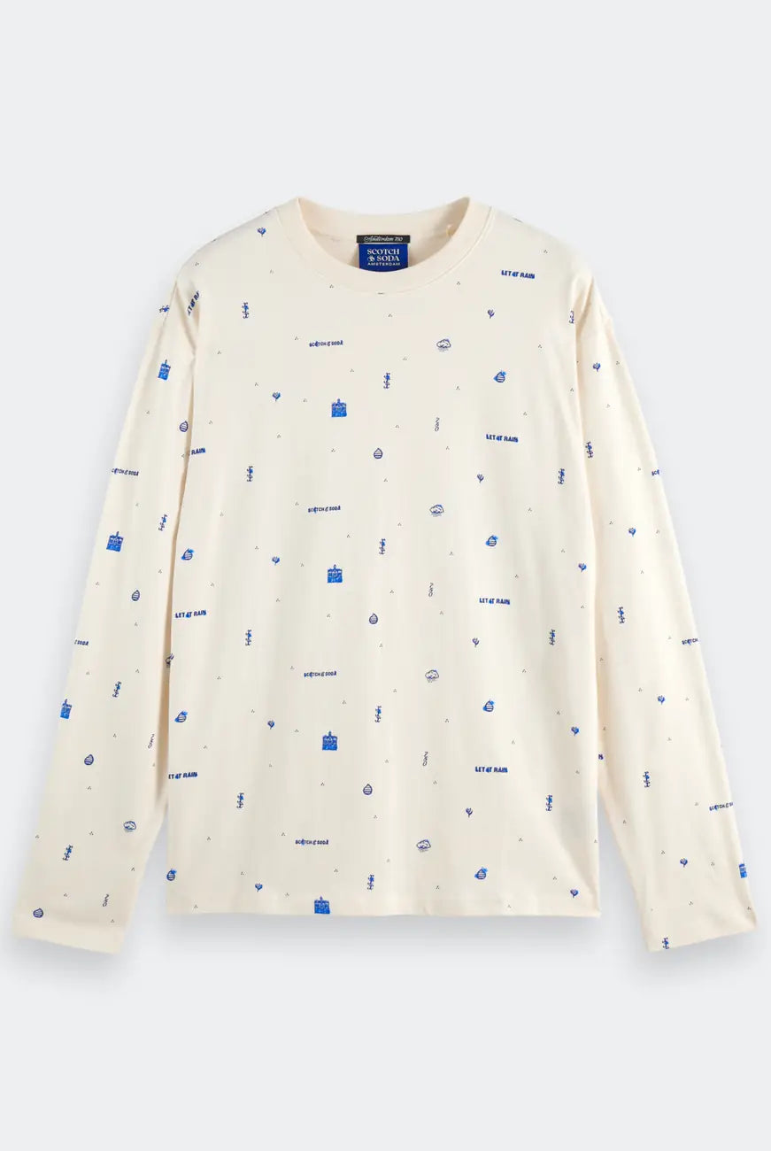 Celebration Printed Tee flat lay front view by Scotch & Soda