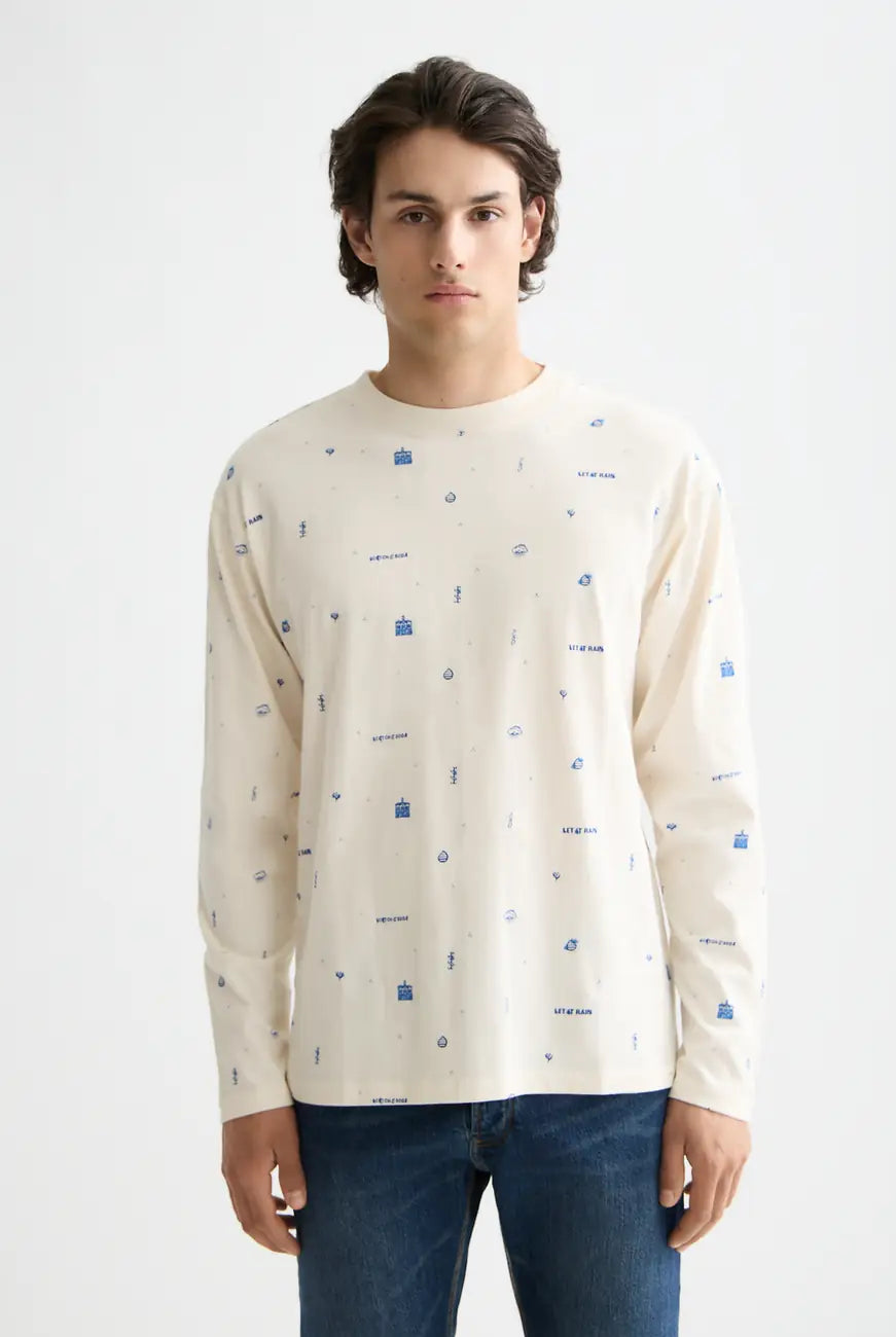 Celebration Printed Tee close-up on model showing fit and detail by Scotch & Soda