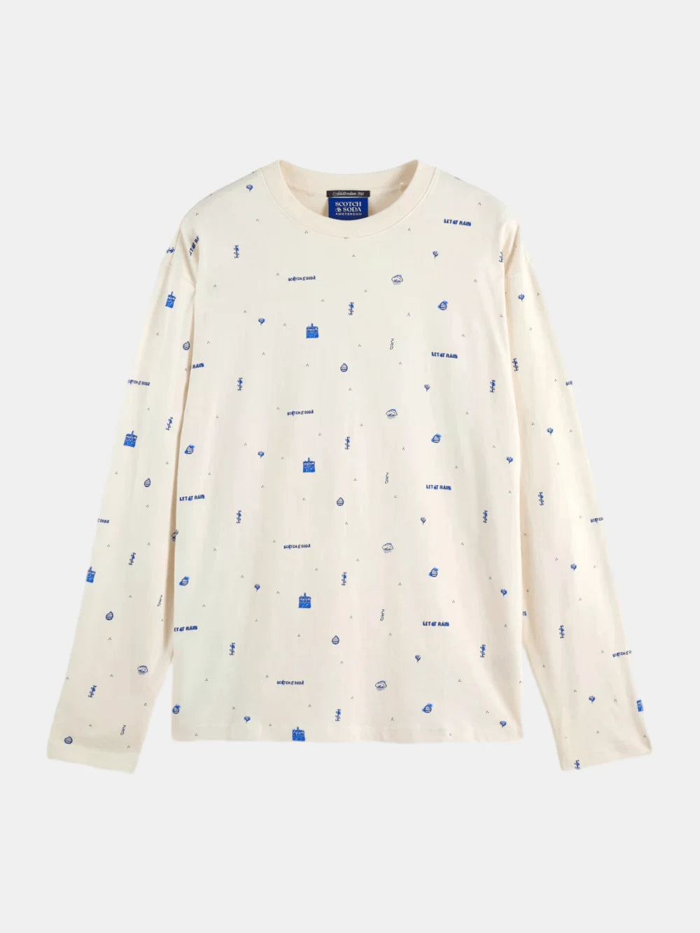 750-years-celebration-relaxed-fit-allover-printed-tee front view by Scotch & Soda