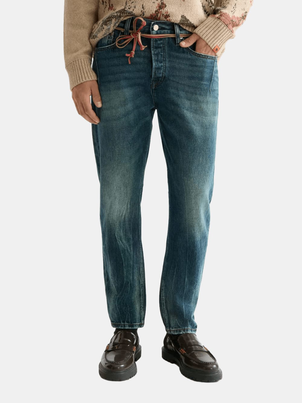 Dean Loose Tapered Jeans—Green Touch front view showing fit and finish by Scotch & Soda