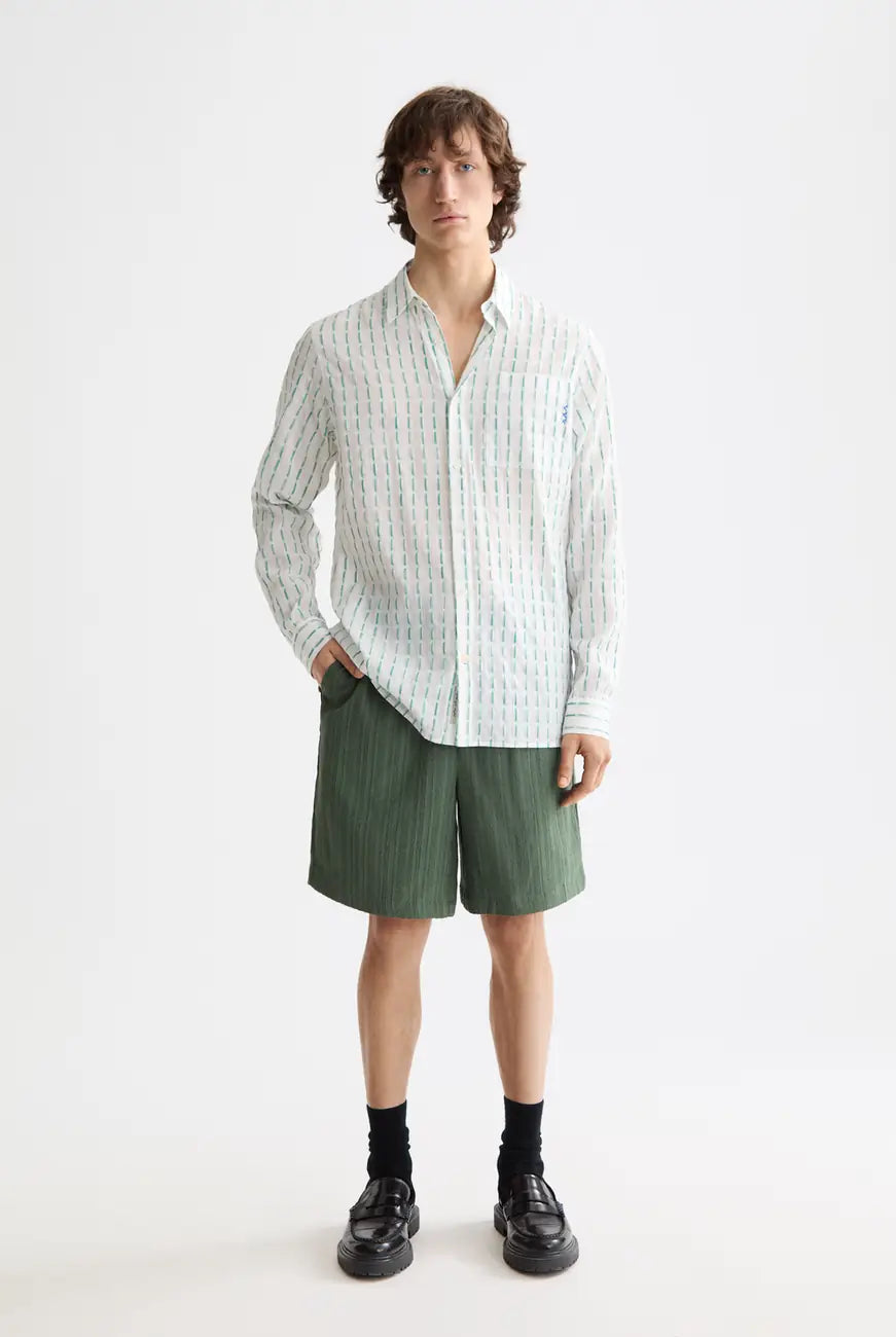 Tonal Striped Shorts full model shot showing overall fit by Scotch & Soda