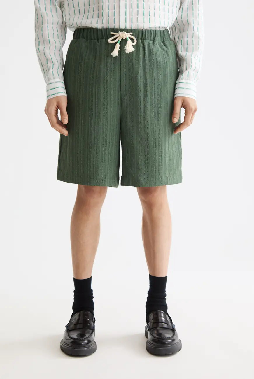 Tonal Striped Shorts close-up on model showing fit and detail by Scotch & Soda