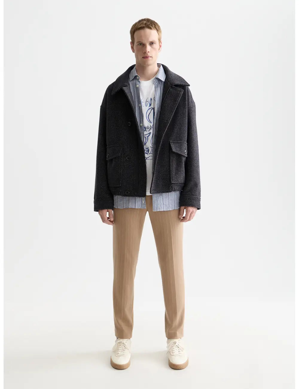 Textured Wool Jacket front view showing fit and finish by Scotch & Soda