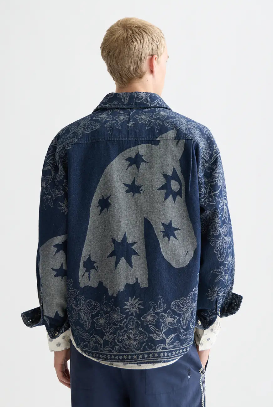Denim Jacquard Overshirt back view showing fit and finish by Scotch & Soda