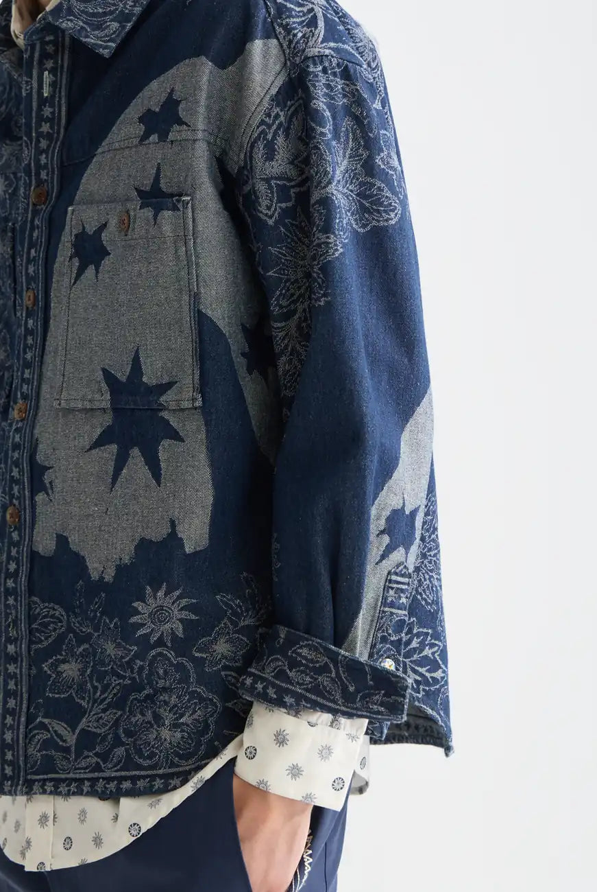 Denim Jacquard Overshirt detail shot of fabric and craftsmanship by Scotch & Soda