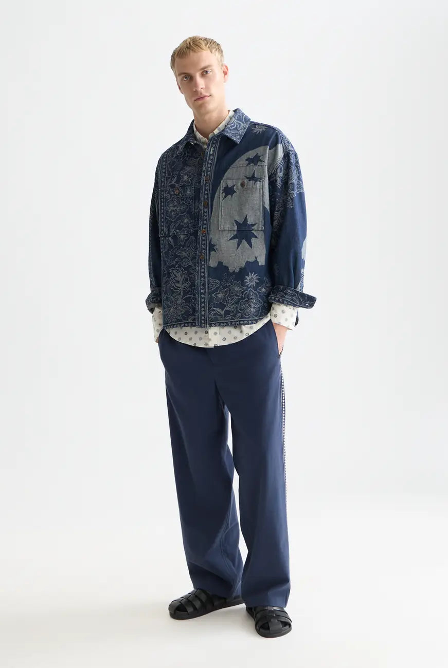 Denim Jacquard Overshirt front view showing fit and finish by Scotch & Soda