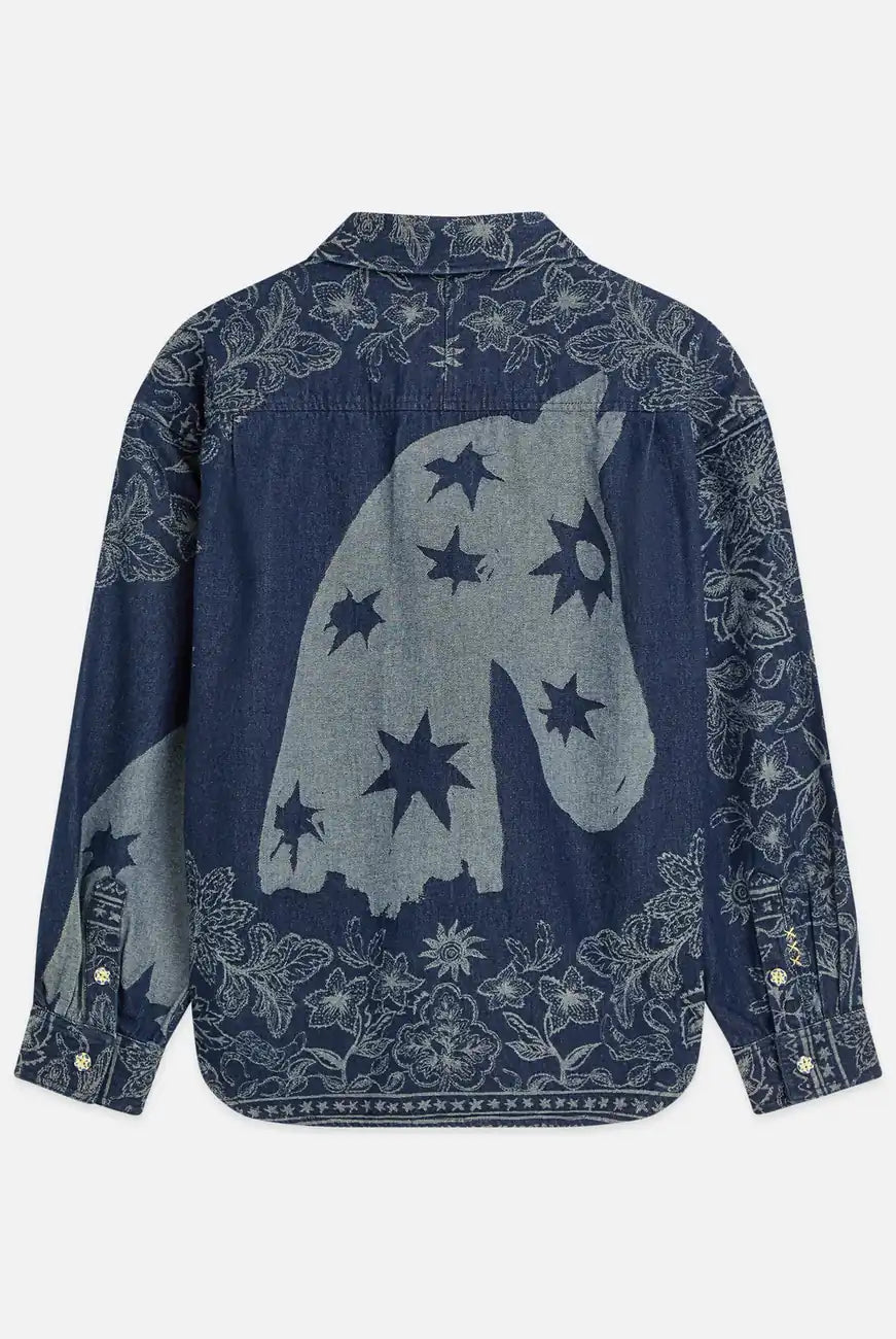 Denim Jacquard Overshirt back view showing fit and finish by Scotch & Soda