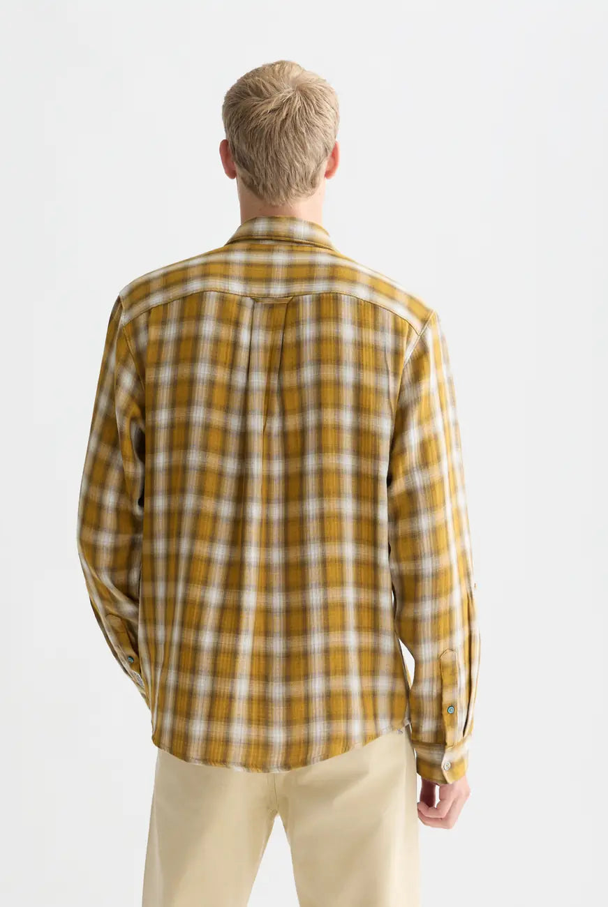 Double Cloth Check Relaxed Fit Shirt back view showing fit and finish by Scotch & Soda
