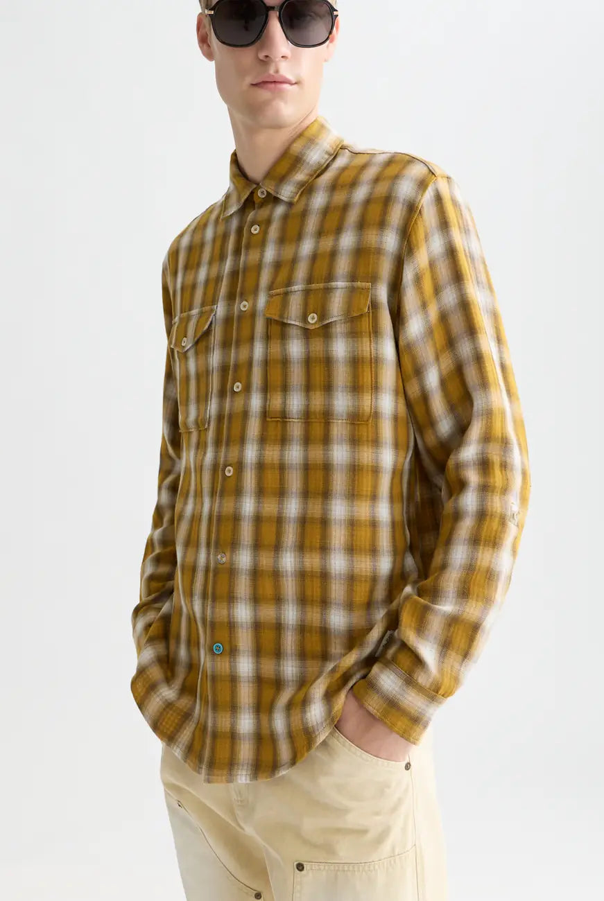 Double Cloth Check Relaxed Fit Shirt detail shot of fabric and craftsmanship by Scotch & Soda