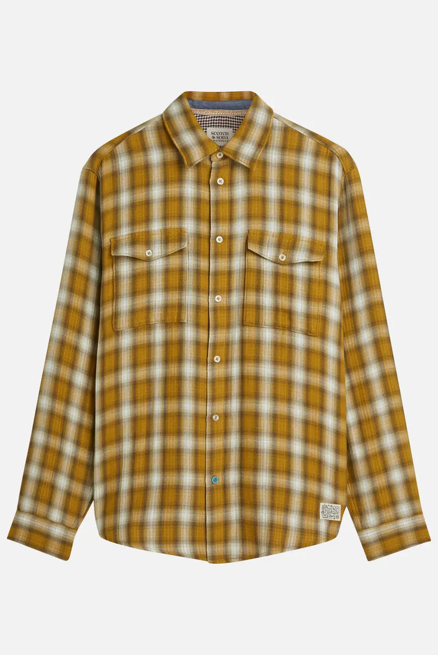 Double Cloth Check Relaxed Fit Shirt front view showing fit and finish by Scotch & Soda