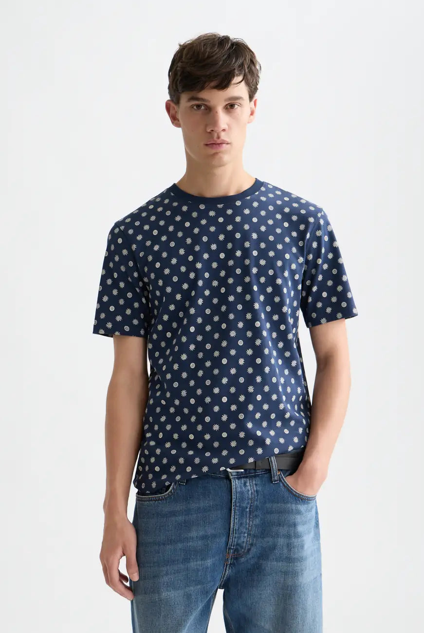 Navy Micro-printed Regular-fit T-shirt front view by Scotch & Soda