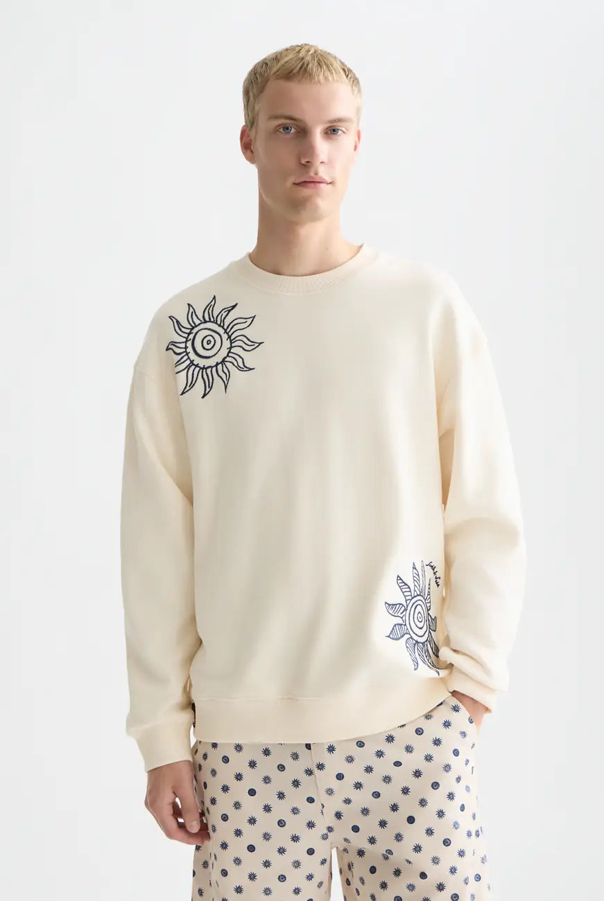 Light Beige Embroidered Relaxed Fit Sweat-shirt front view by Scotch & Soda