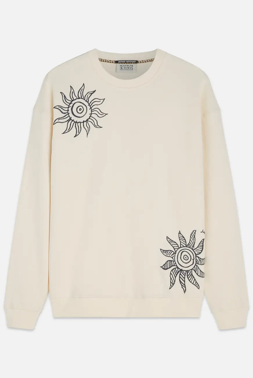 Embroidered Relaxed Fit Sweat-shirt front view showing fit and finish by Scotch & Soda