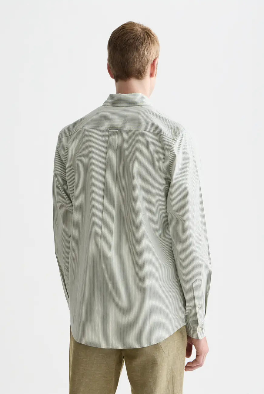 Seasonal Core Striped Oxford Regular-fit Shirt back view showing fit and finish by Scotch & Soda