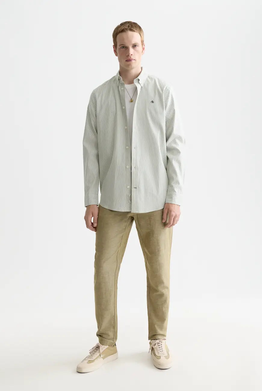 Seasonal Core Striped Oxford Regular-fit Shirt front view showing fit and finish by Scotch & Soda