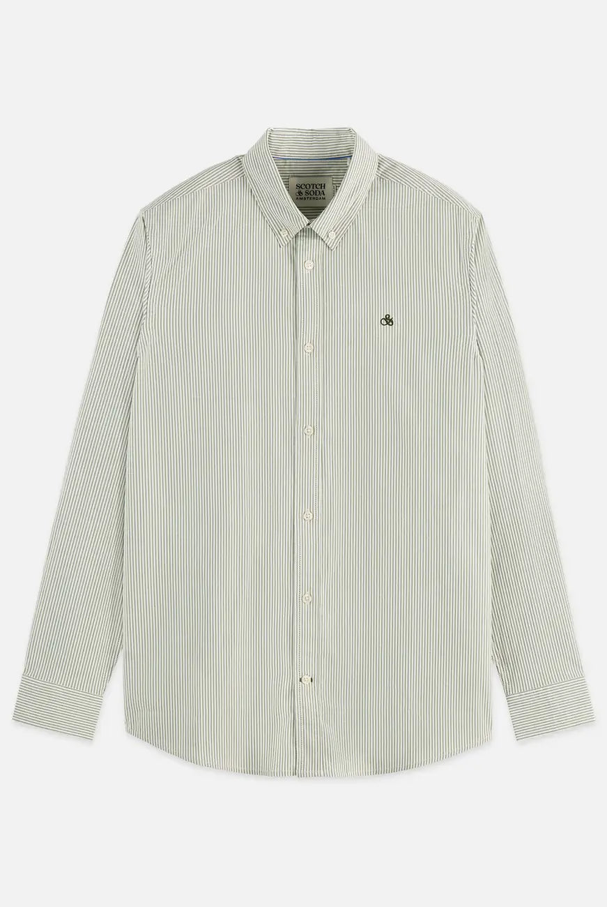 Seasonal Core Striped Oxford Regular-fit Shirt front view showing fit and finish by Scotch & Soda