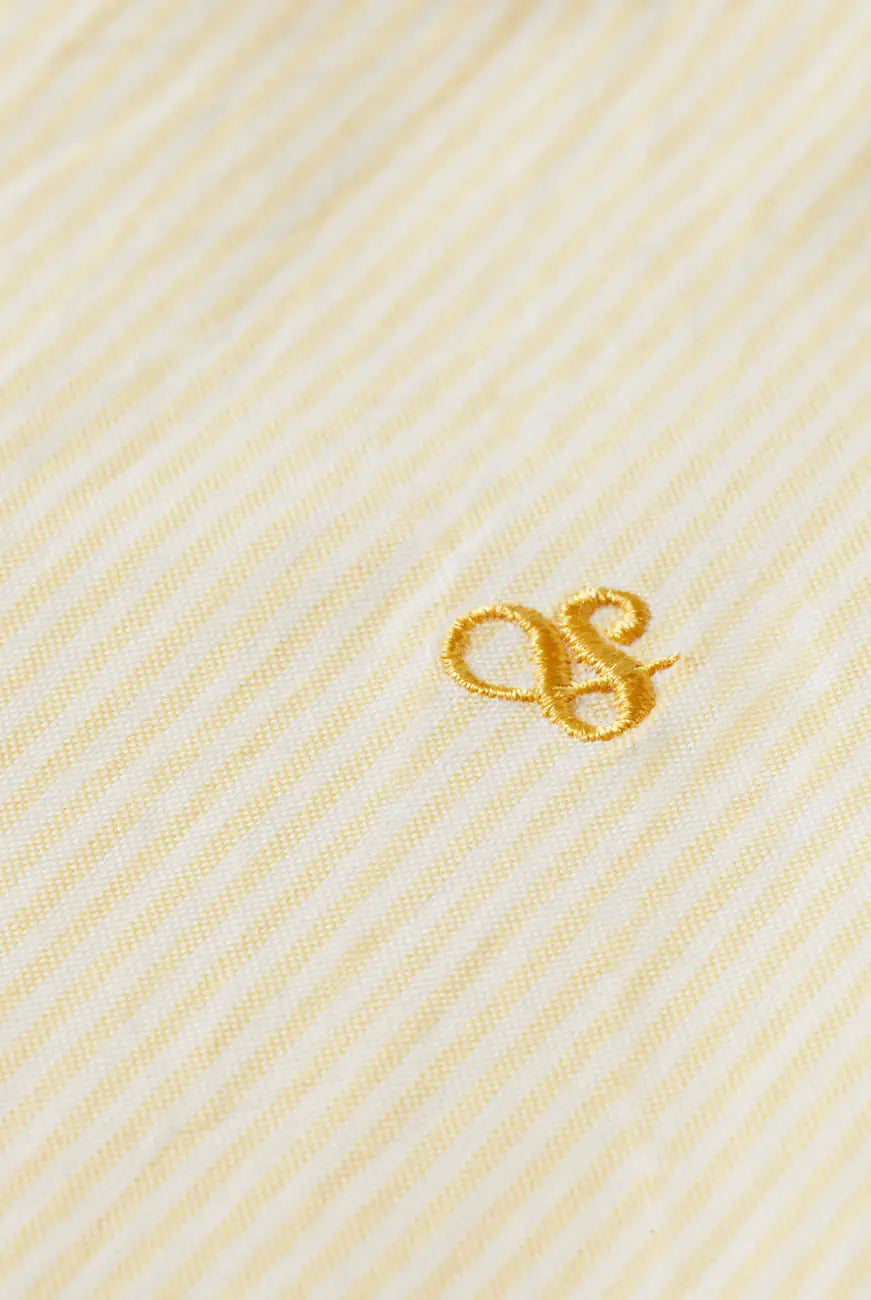 Seasonal Core Striped Oxford Regular-fit Shirt detail shot of fabric and craftsmanship by Scotch & Soda