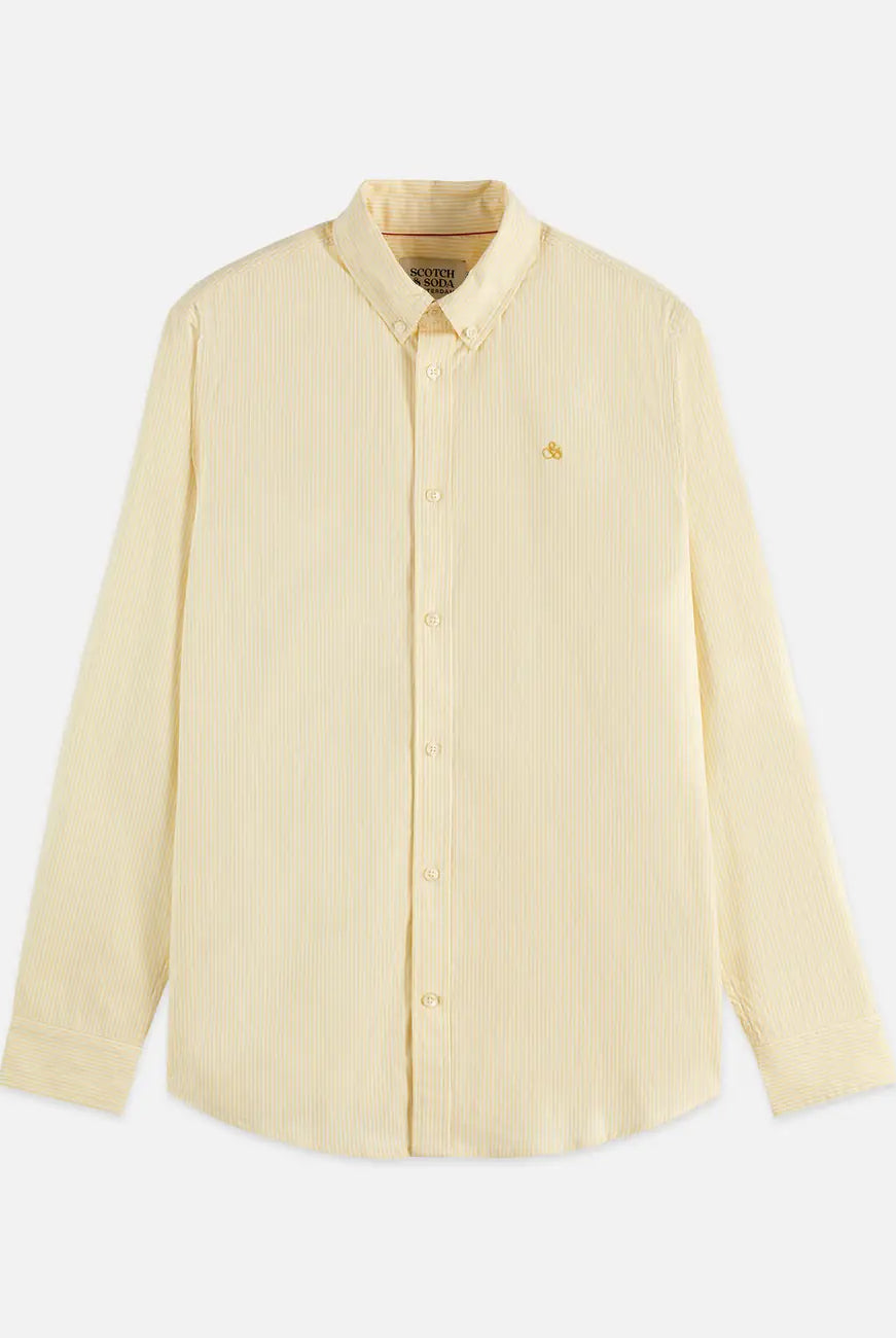 Seasonal Core Striped Oxford Regular-fit Shirt front view showing fit and finish by Scotch & Soda