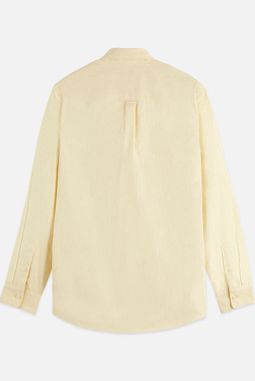 Seasonal Core Striped Oxford Regular-fit Shirt flat lay showing product details by Scotch & Soda