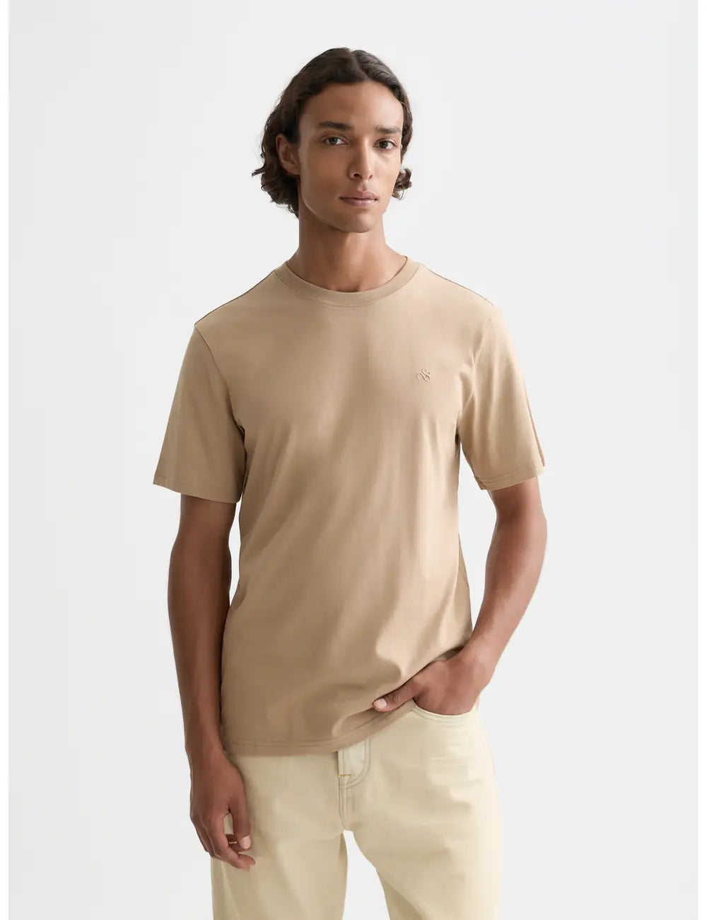 Medium Beige Seasonal Core Chest Logo Regular-fit T-shirt front view by Scotch & Soda