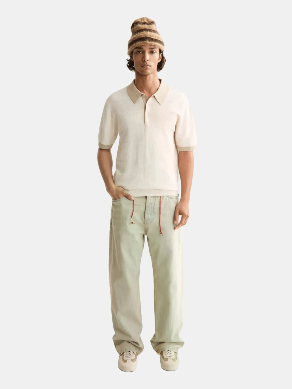 Regular-fit knitted tone on tone striped polo - Scotch & Soda