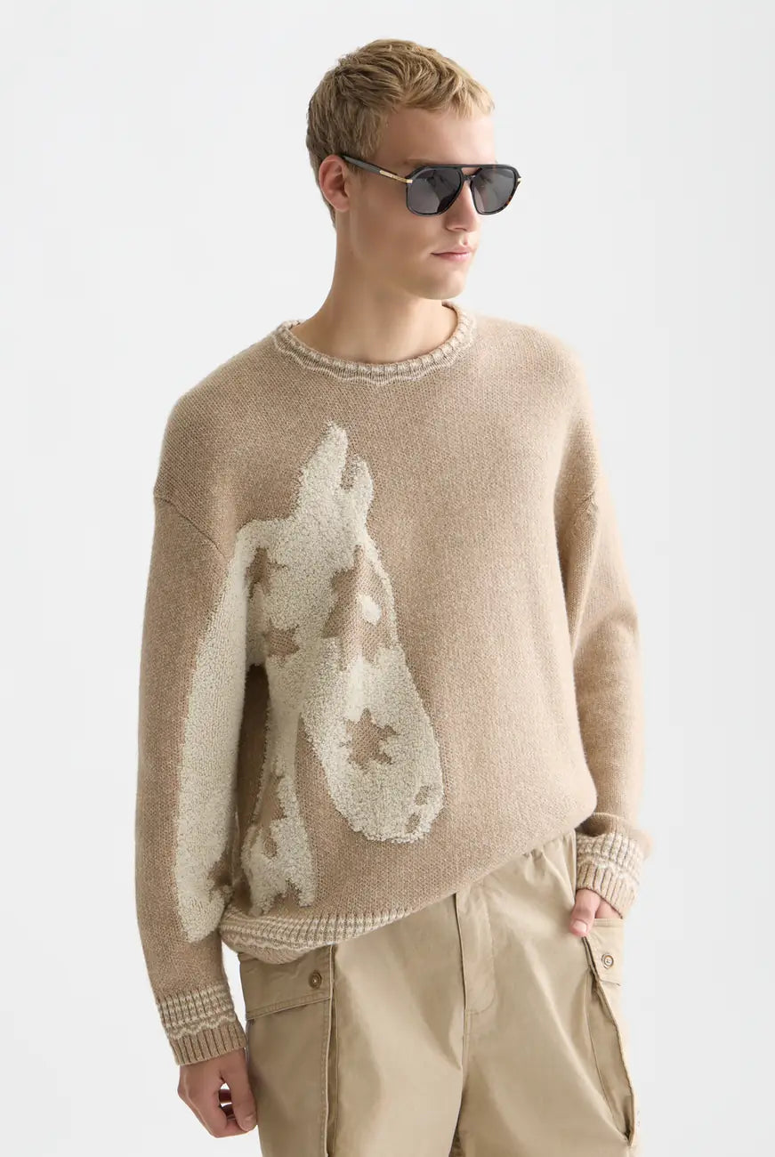 Loosefit Jacquard Pullover back view showing fit and finish by Scotch & Soda