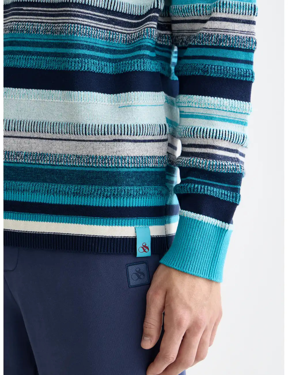 Striped Regular-fit Pullover detail shot of fabric and craftsmanship by Scotch & Soda