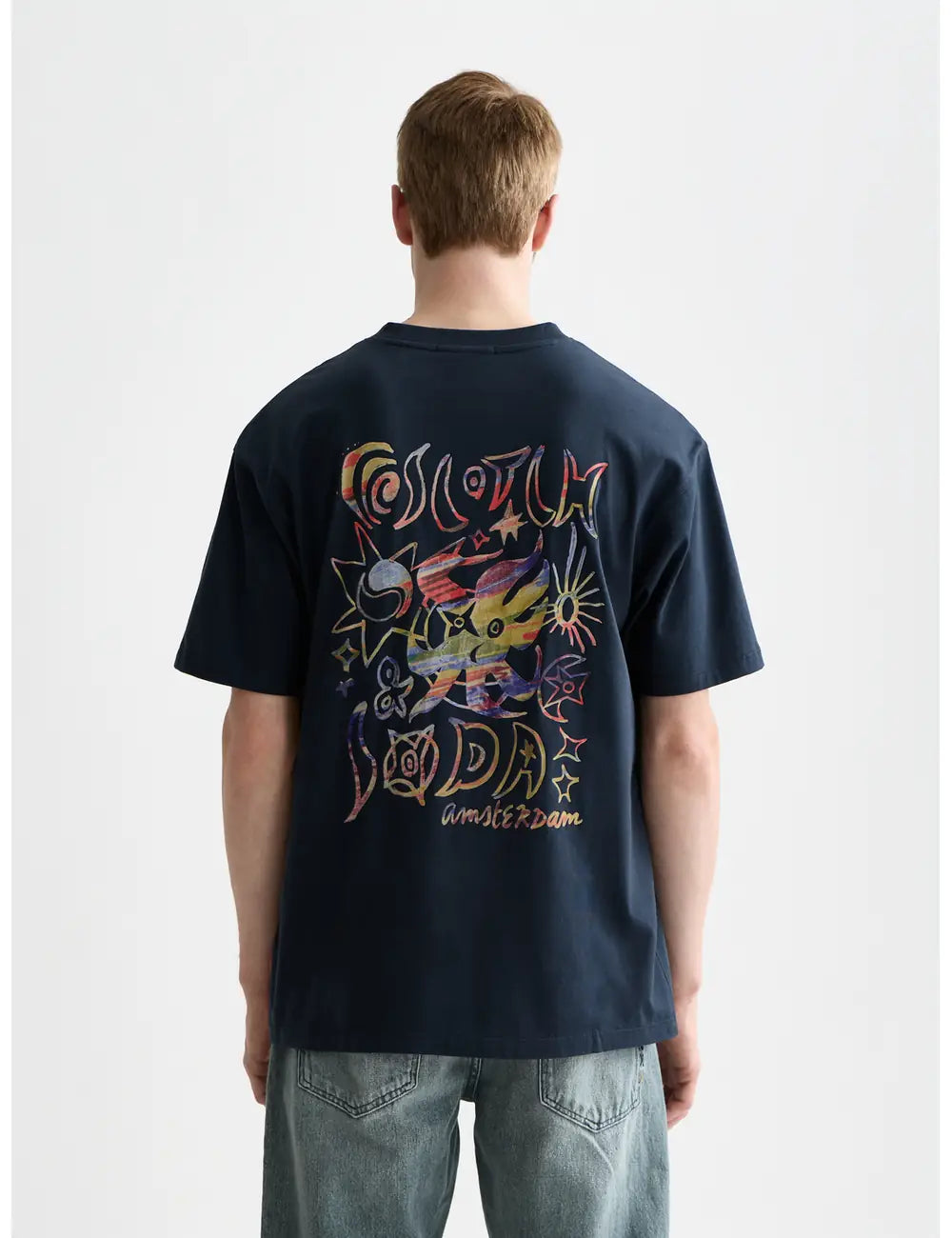 Front And Back Artwork Relaxed-fit T-shirt back view showing fit and finish by Scotch & Soda