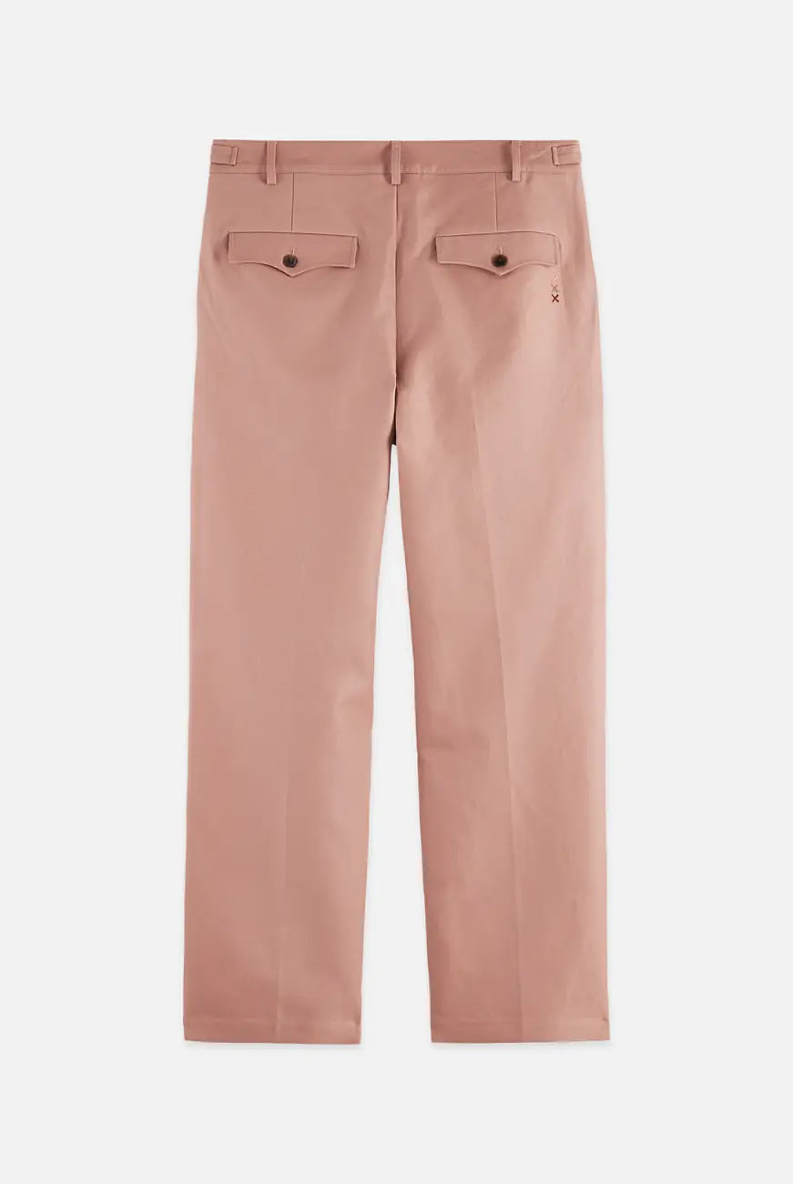 Otis Cotton-twill Relaxed Straight-fit Chino flat lay showing product details by Scotch & Soda