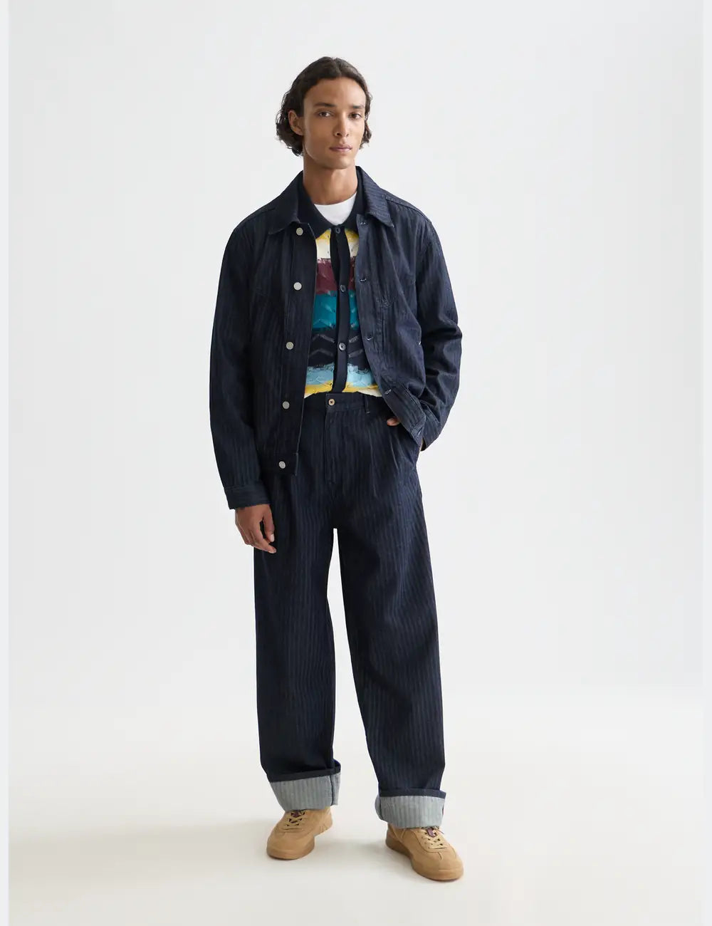 Seasonal Loose Fit Denim Chino front view showing fit and finish by Scotch & Soda