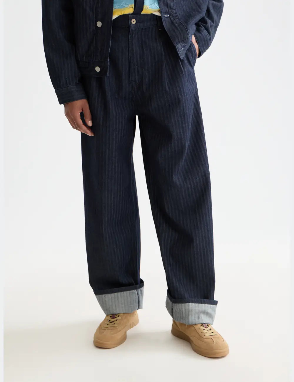 Navy Seasonal Loose Fit Denim Chino front view by Scotch & Soda