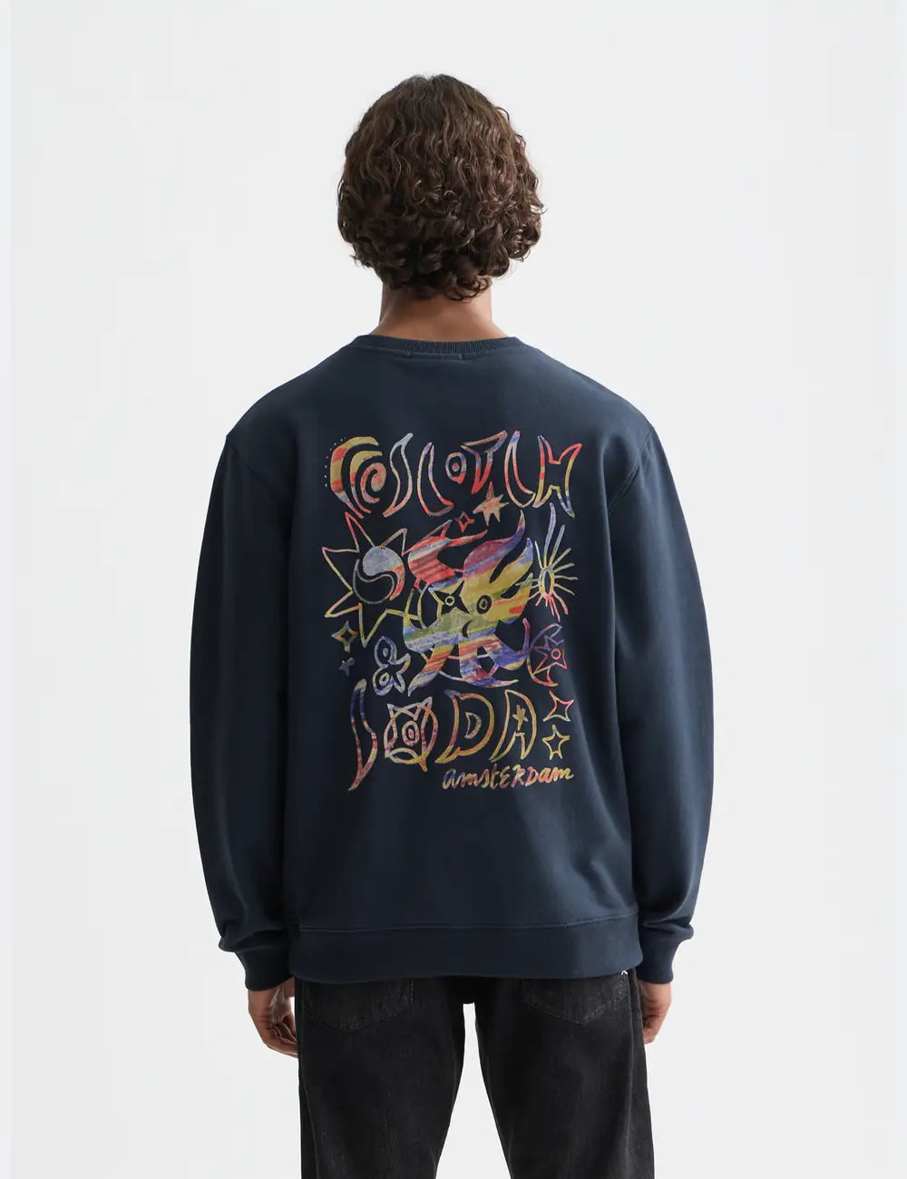 Front And Back Artwork Regular-fit Sweat-shirt back view showing fit and finish by Scotch & Soda