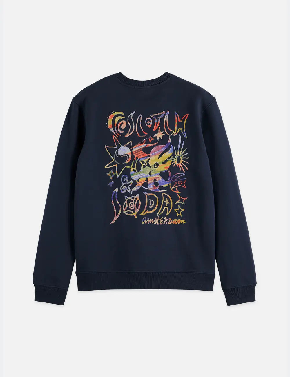 Front And Back Artwork Regular-fit Sweat-shirt flat lay showing product details by Scotch & Soda