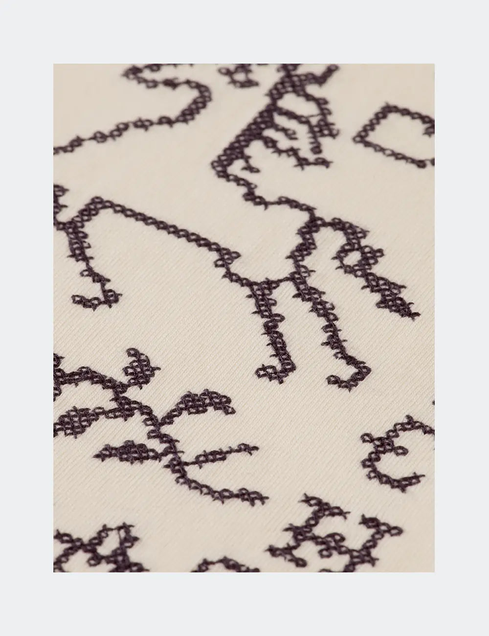 Cross-stitched Front Artwork Loose-fit T-shirt detail shot of fabric and craftsmanship by Scotch & Soda