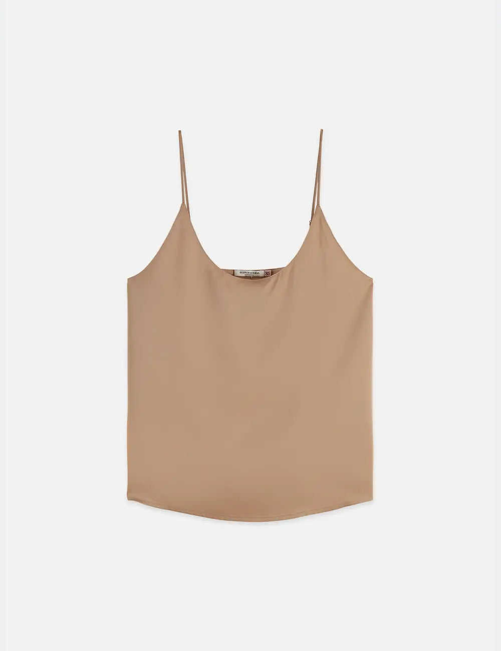 Singlet Woven Front Jersey Back Tank flat lay showing product details by Scotch & Soda