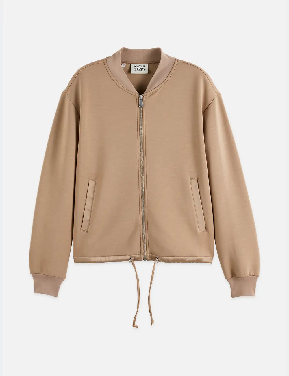 Modal Jersey Bomber flat lay showing product details by Scotch & Soda