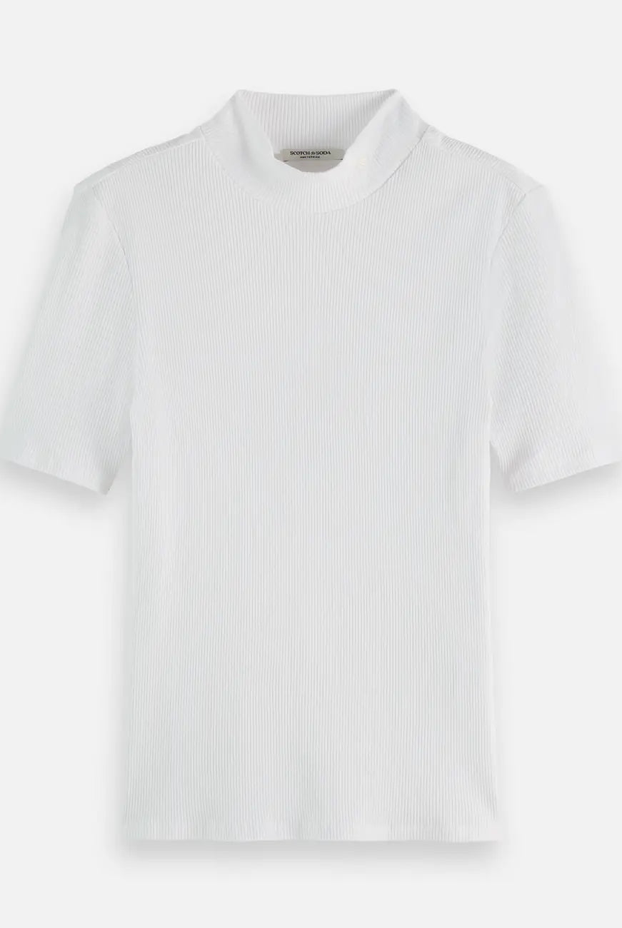 Core Mock Neck Tee flat lay front view by Scotch & Soda