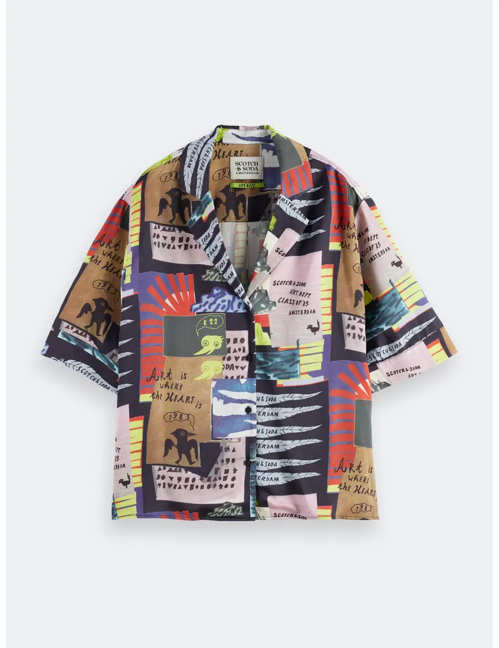 Fluid Collage Shirt flat lay front view by Scotch & Soda