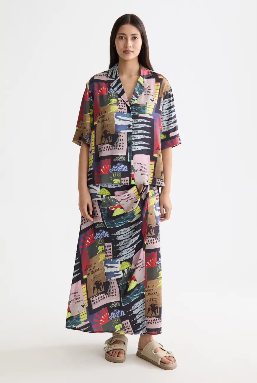 Fluid Collage Shirt full model shot showing overall fit by Scotch & Soda