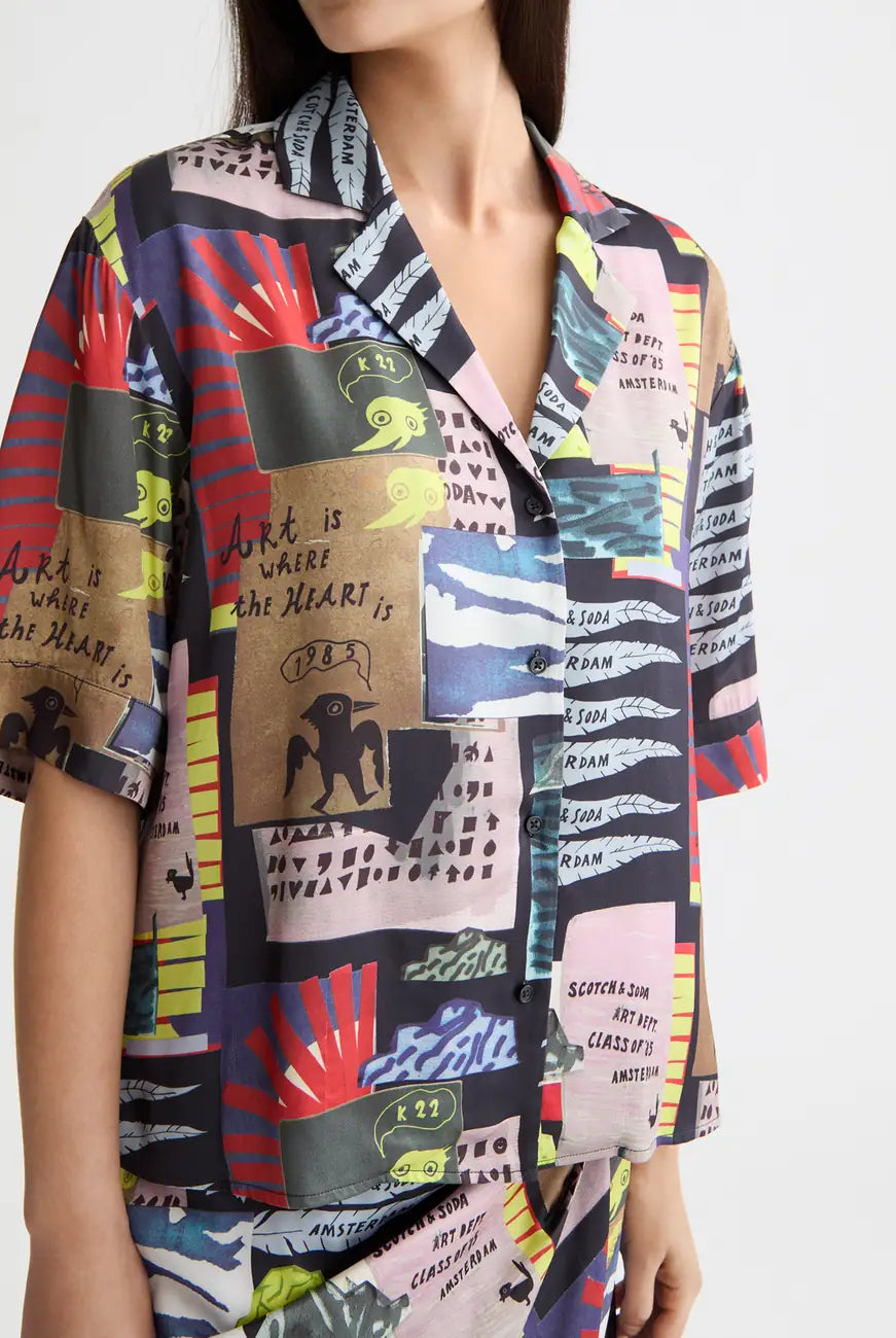 Fluid Collage Shirt flat lay back view by Scotch & Soda