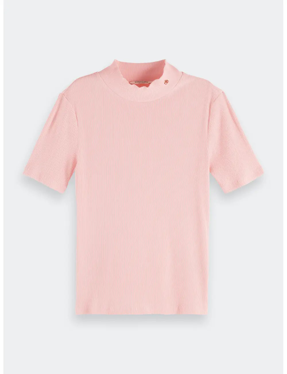 Mock Neck Rib Tee flat lay front view by Scotch & Soda