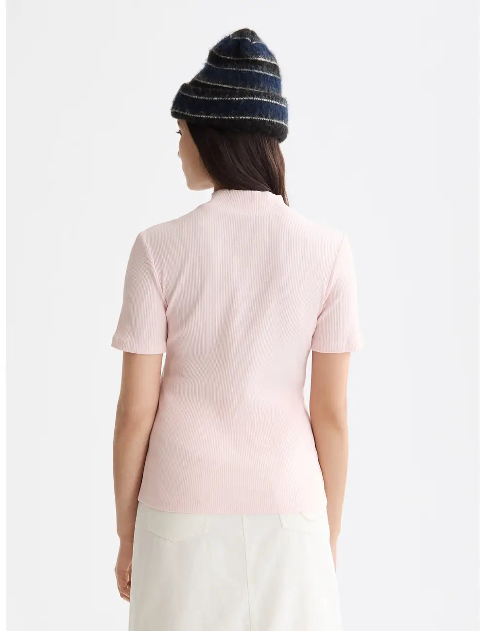 Mock Neck Rib Tee detail shot showing fabric and craftsmanship by Scotch & Soda