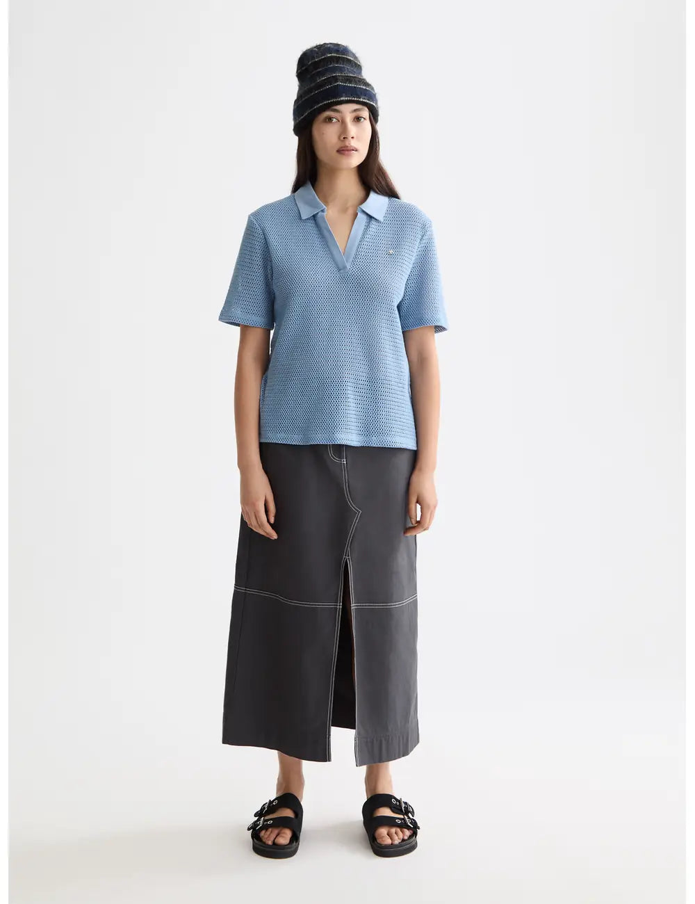 Crochet Polo Shirt full model shot showing overall fit by Scotch & Soda